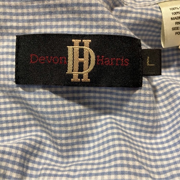 Devon Harris Men's White with Blue Gingham Sleeves 100% Cotton Button Down Shirt - Picture 8 of 12